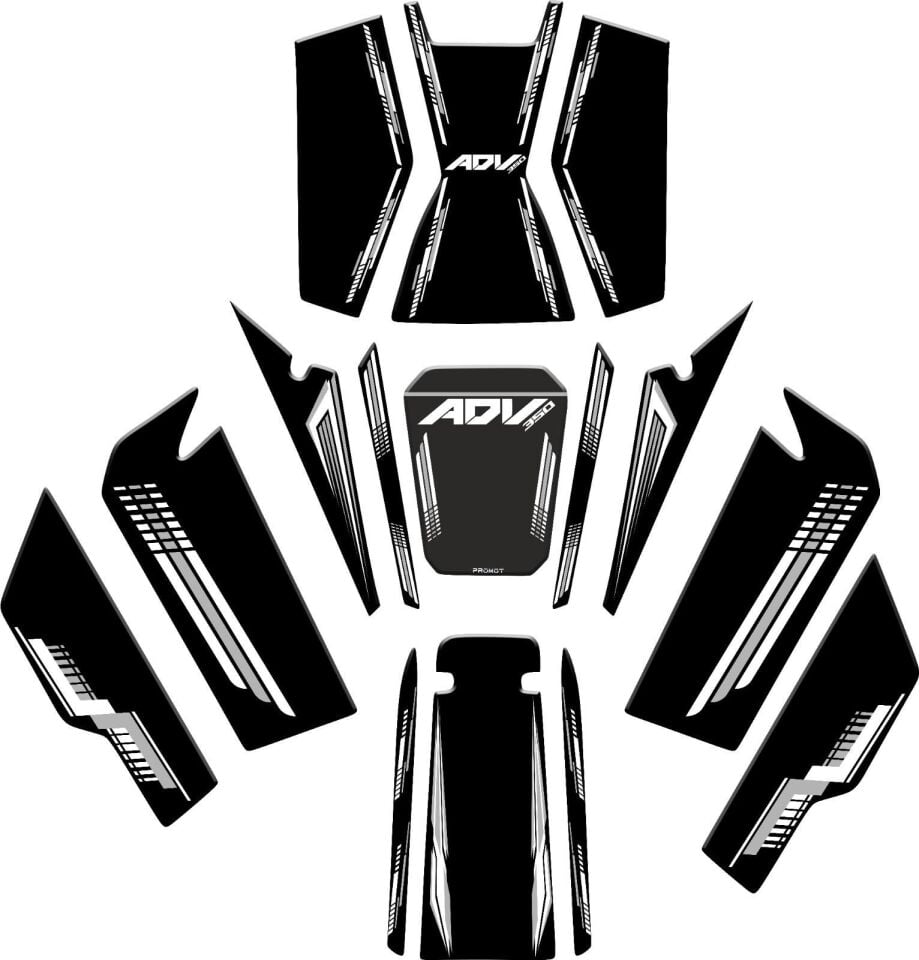 Honda Adv 350 2023 2025 Siyah Tank Pad Set 15 Parça
