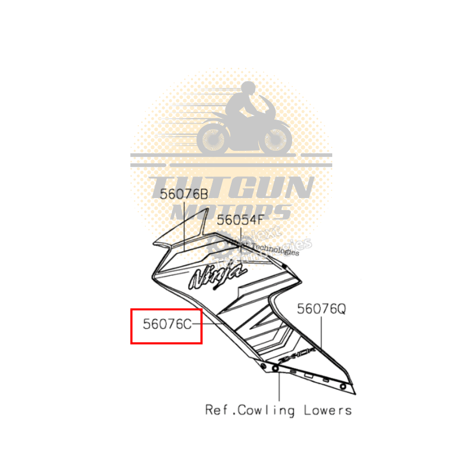 Zx10r Sol Yan Grenaj Sticker Orijinal 56076-7598