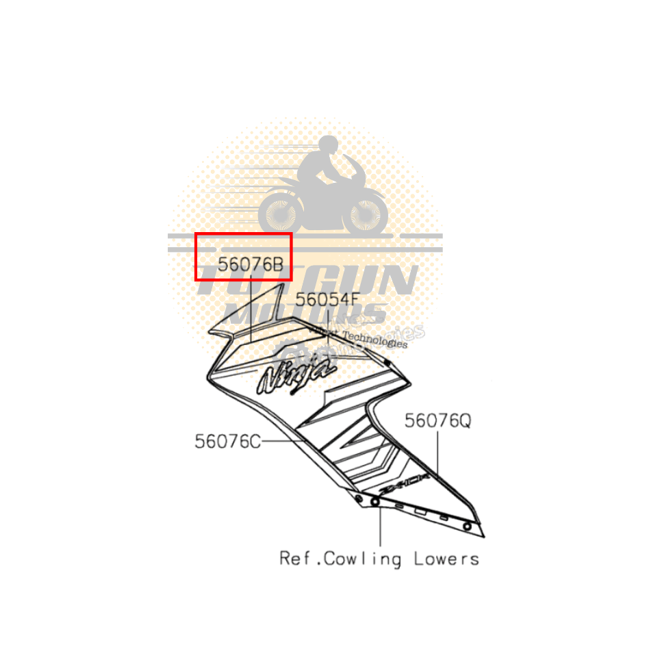 Zx10r Sol Yan Grenaj ÜST Sticker Orijinal 56076-7597
