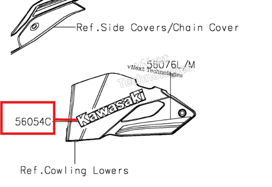 Zx4RR 2024 Alt Sakal Kawasaki Sticker Orijinal 56054-3870