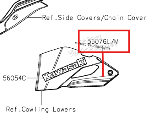 Zx4RR 2024 Alt Sakal Kawasaki Sticker Orijinal 56076-7254