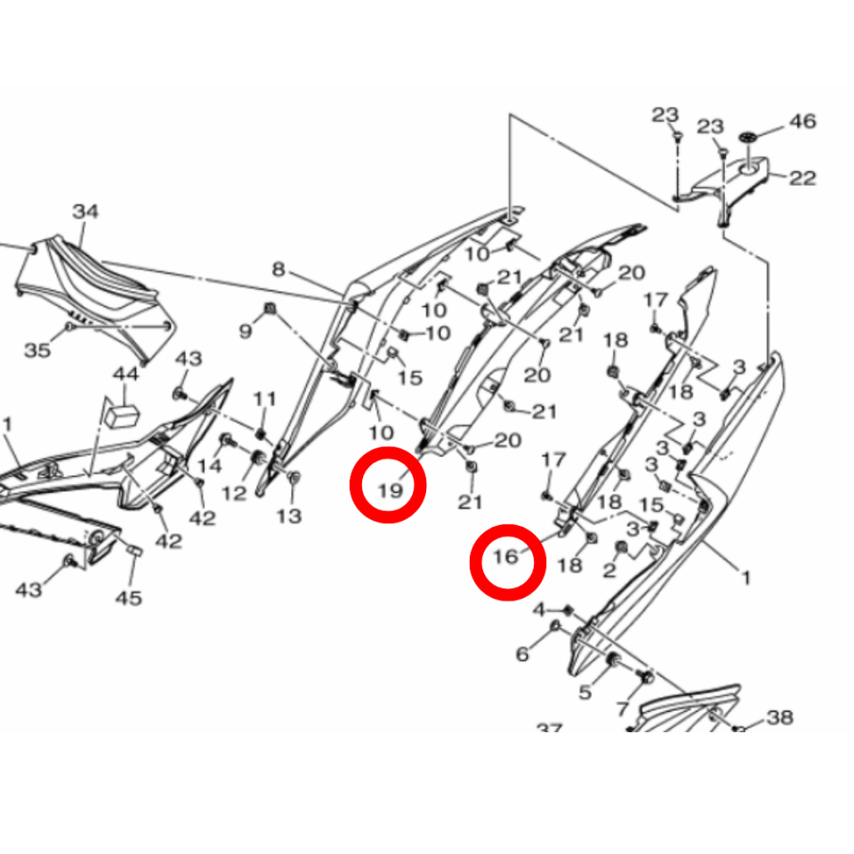 R25 MT25 Sol Kuyruk İç Kapak Orijinal 1WD-F171L-00
