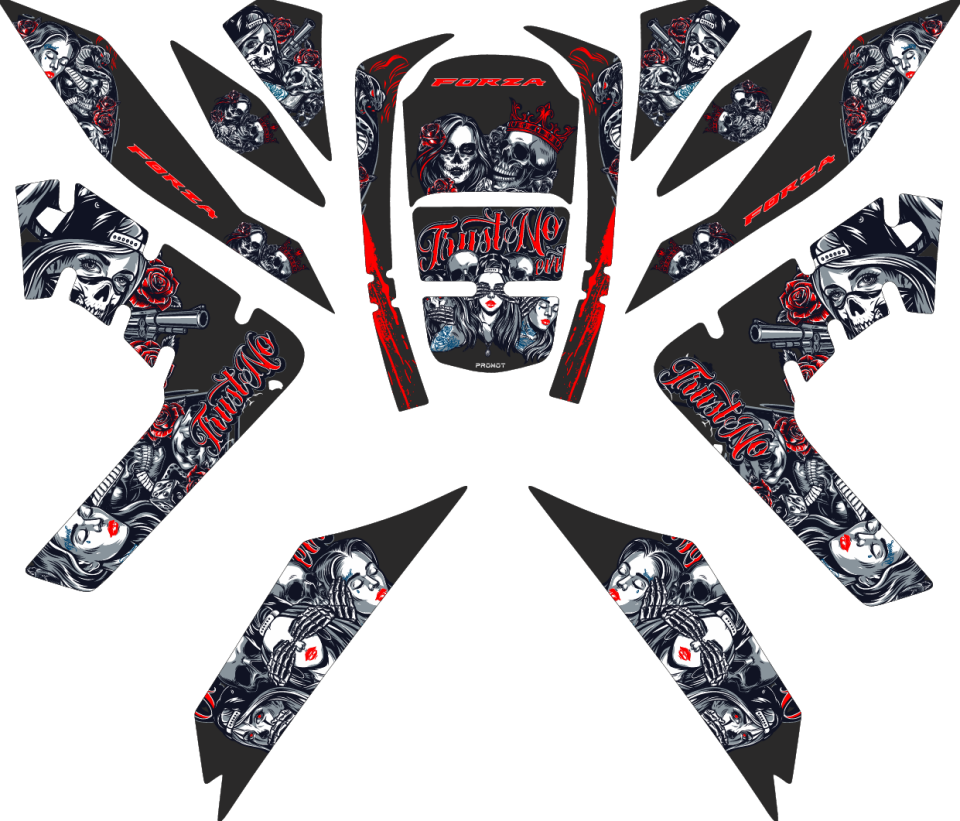 Honda Forza 2018 2025 Kırmızı Desenli Full Tank Pad Set