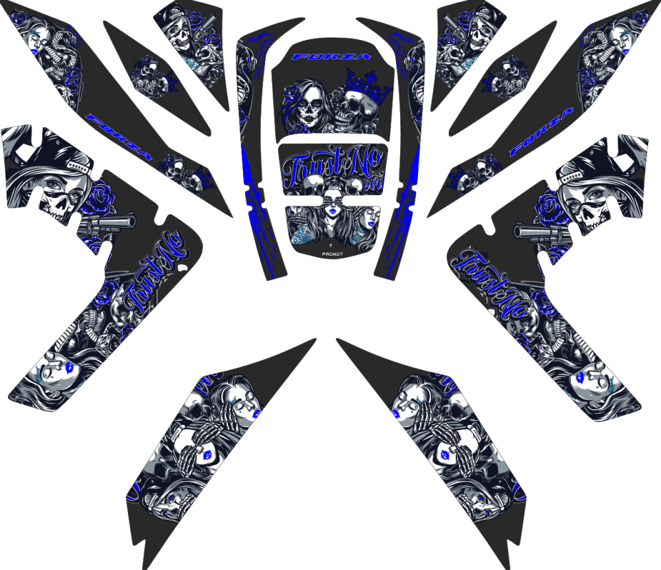 Honda Forza 2018 2025 Mavi Desenli Full Tank Pad Set