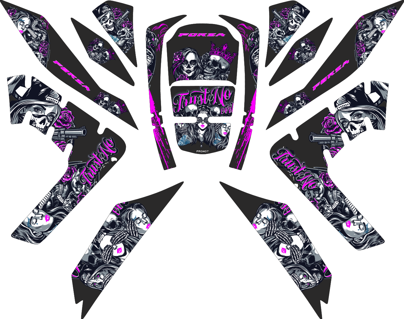 Honda Forza 2018 2025 Mor Desenli Full Tank Pad Set