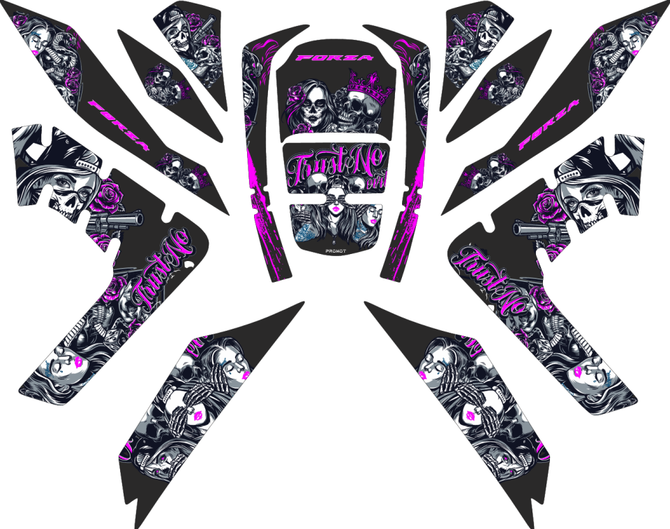 Honda Forza 2018 2025 Mor Desenli Full Tank Pad Set