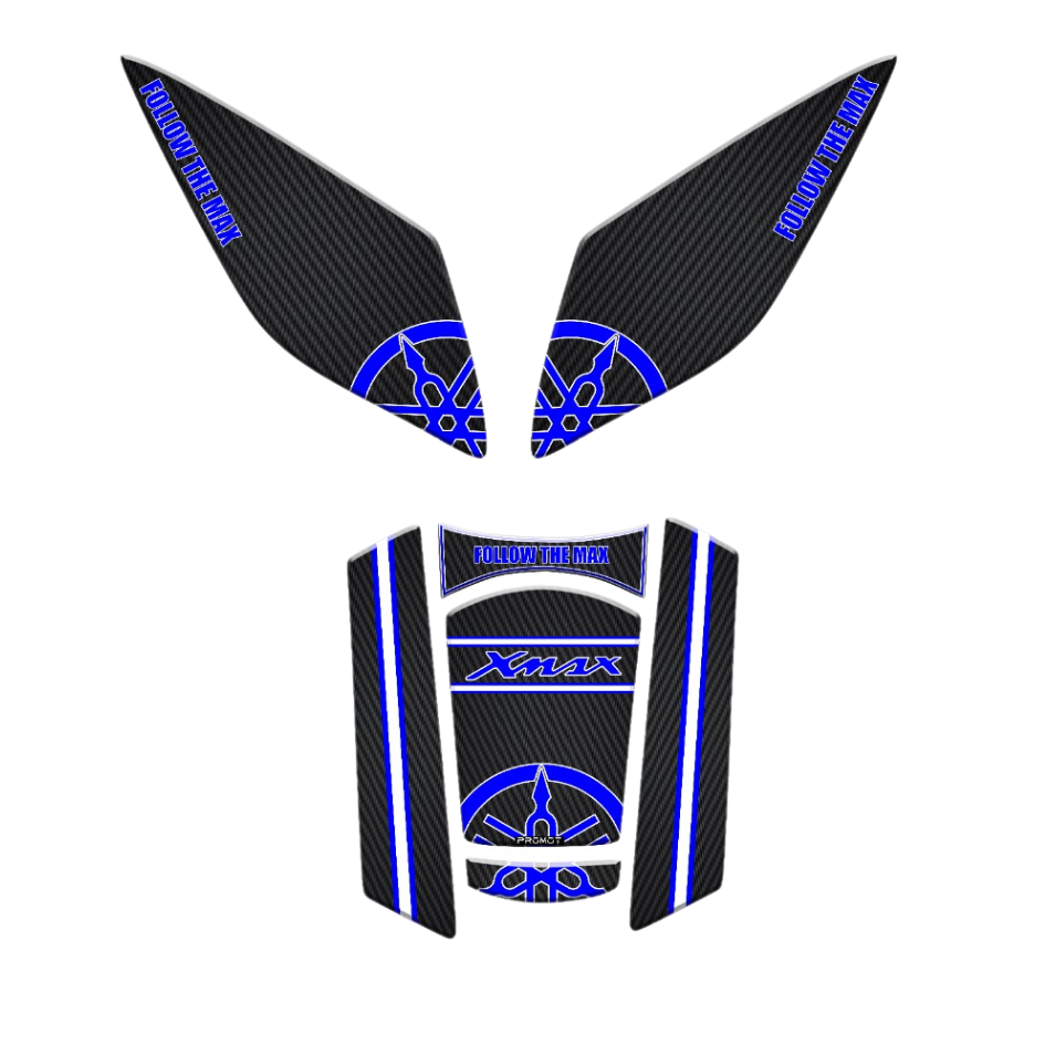 Xmax 2023 2025 Karbon Mavi Detaylı Tank Pad Set 7 Parça
