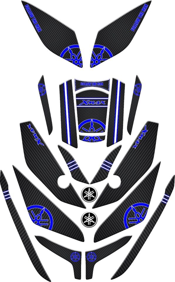 Xmax 2023 2025 Karbon Mavi Full Tank Pad Set 21 Parça