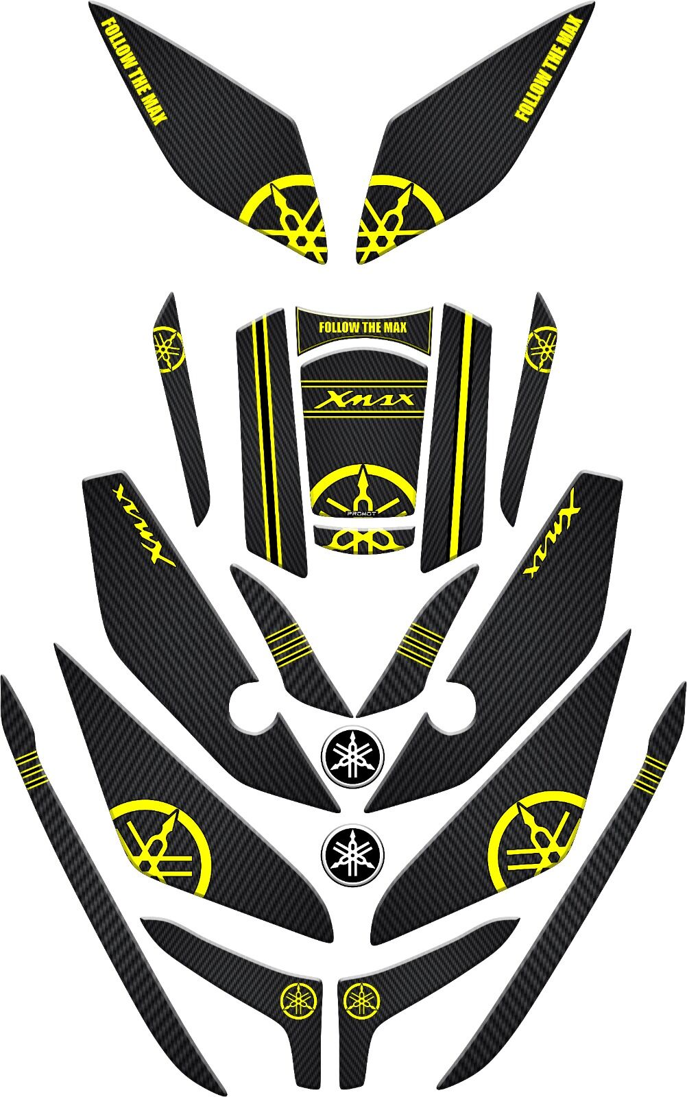 Xmax 2023 2025 Karbon Sarı Full Tank Pad Set 21 Parça