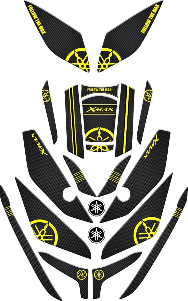 Xmax 2023 2025 Karbon Sarı Full Tank Pad Set 21 Parça