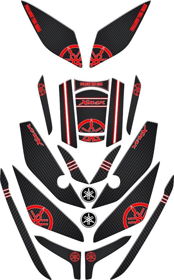 Xmax 2023 2025 Karbon Kırmızı Full Tank Pad Set 21 Parça