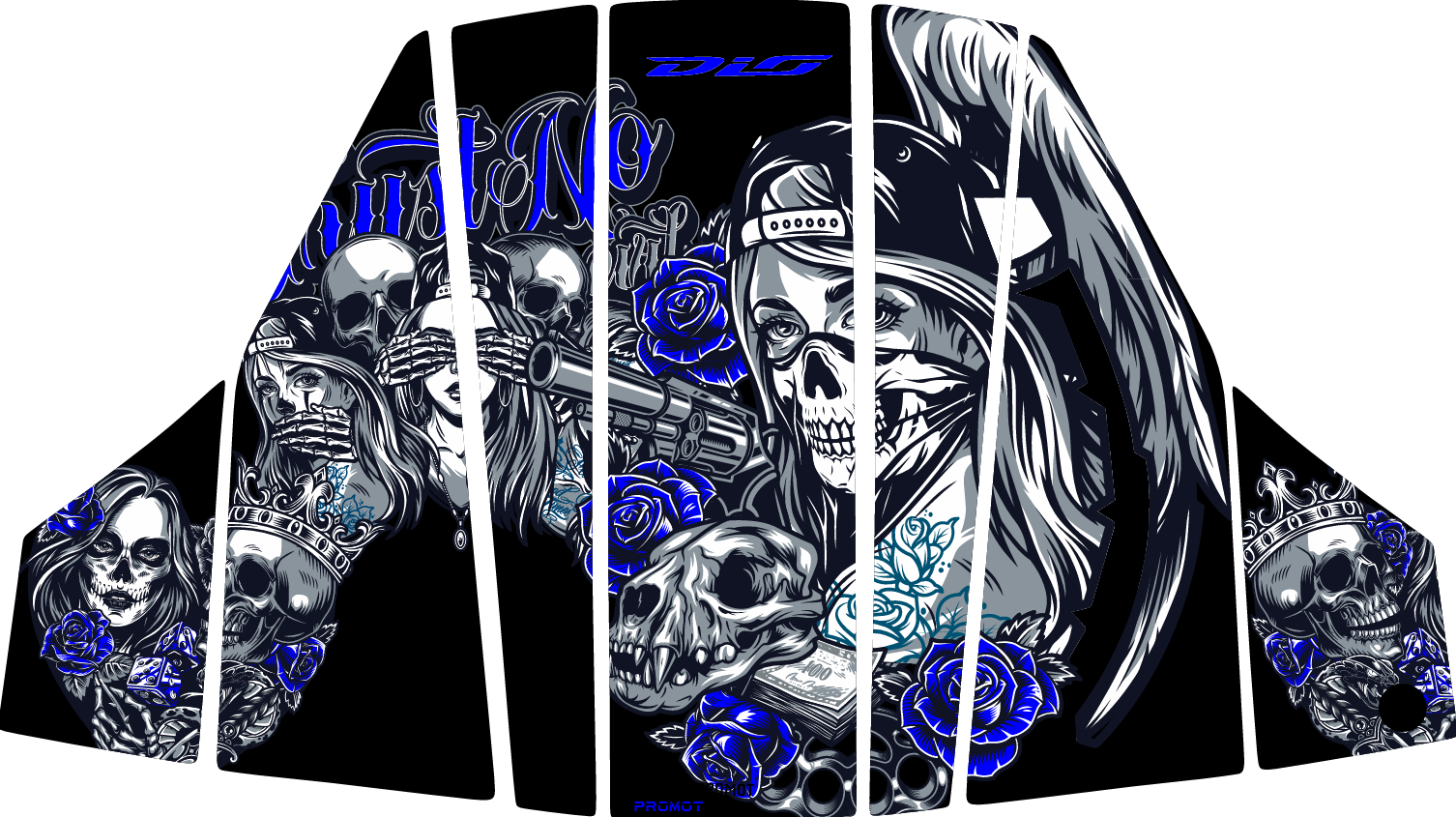 Honda Dio 2021 2024 7 Parça Full Tank Pad Mavi Gül